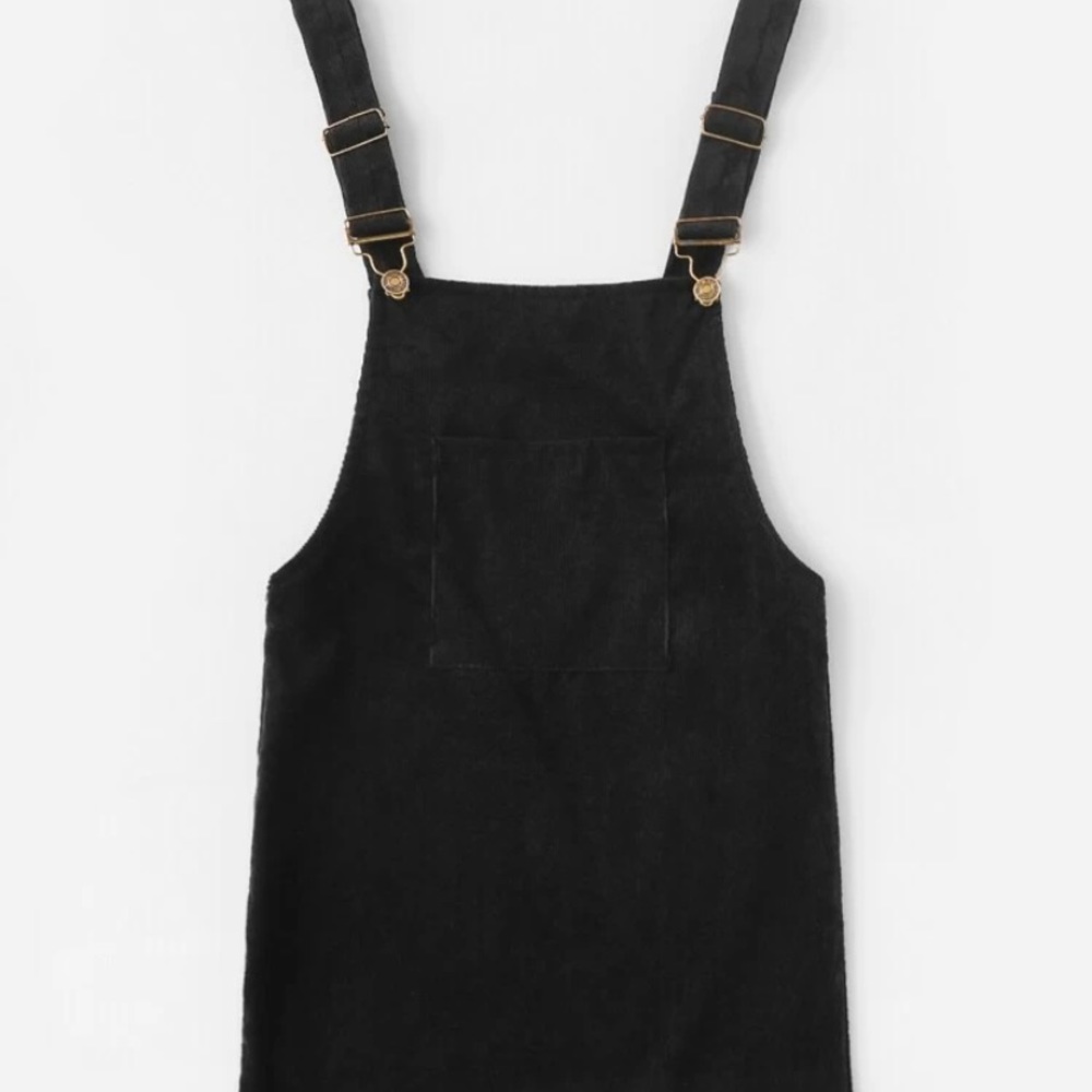 Black Cord Overall Dress